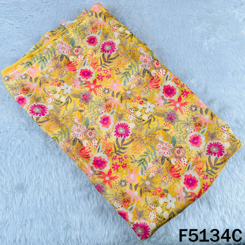 Digital Print Upada Silk Fabric - F5134